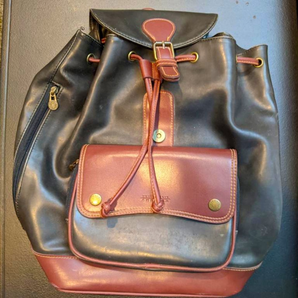 ⚡️Perry Ellis Bucket Drawstring Purse Backpack 🎒 Retro